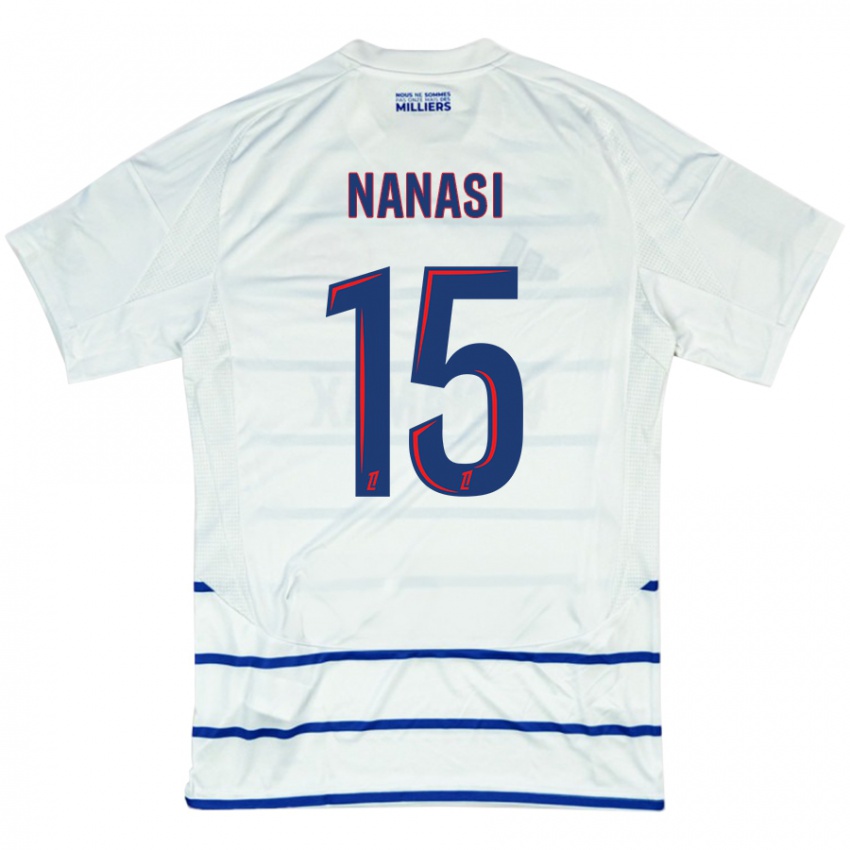 Niño Camiseta Sebastian Nanasi #15 Blanco Azul 2ª Equipación 2024/25 La Camisa Perú