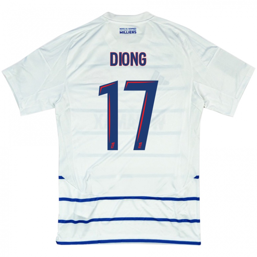 Niño Camiseta Pape Diong #17 Blanco Azul 2ª Equipación 2024/25 La Camisa Perú