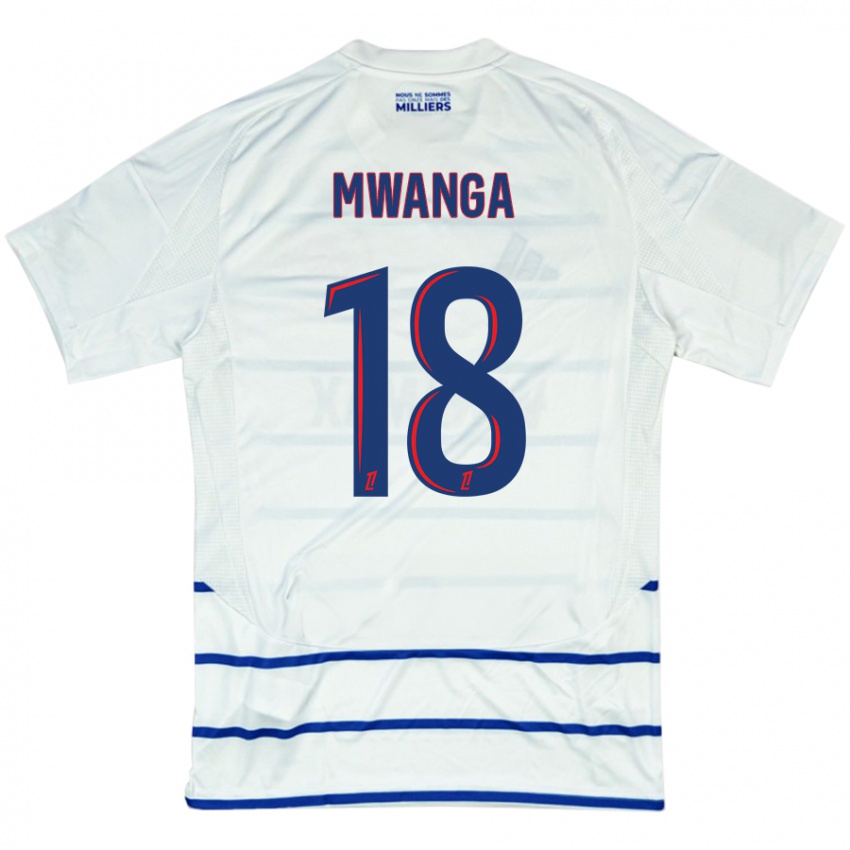 Niño Camiseta Junior Mwanga #18 Blanco Azul 2ª Equipación 2024/25 La Camisa Perú