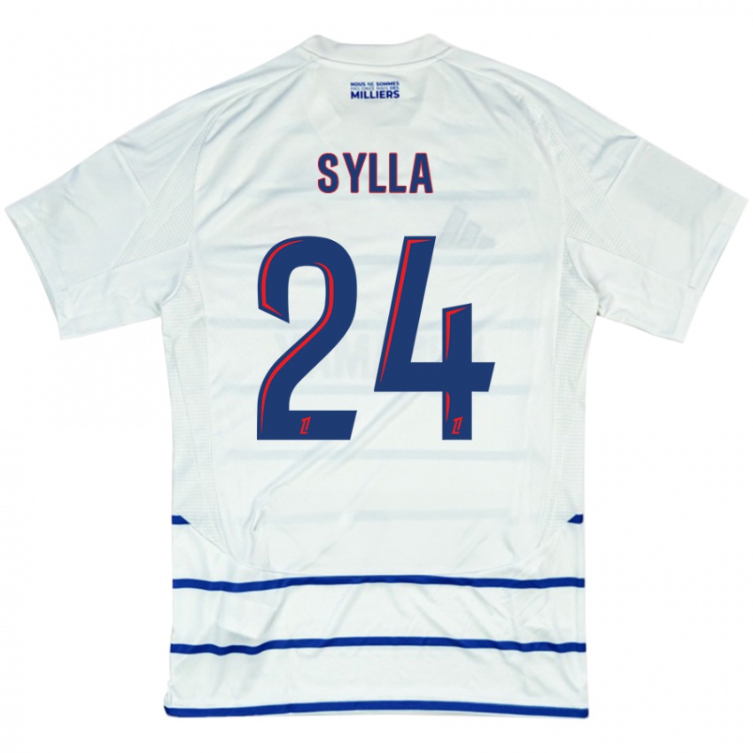 Niño Camiseta Abakar Sylla #24 Blanco Azul 2ª Equipación 2024/25 La Camisa Perú