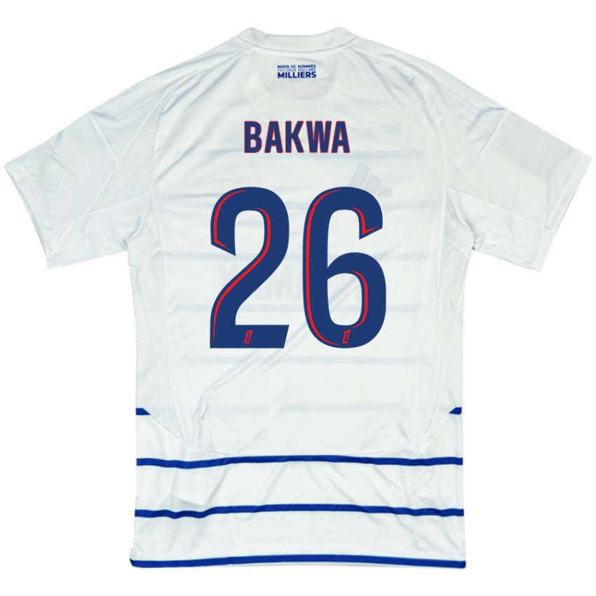 Niño Camiseta Dilane Bakwa #26 Blanco Azul 2ª Equipación 2024/25 La Camisa Perú