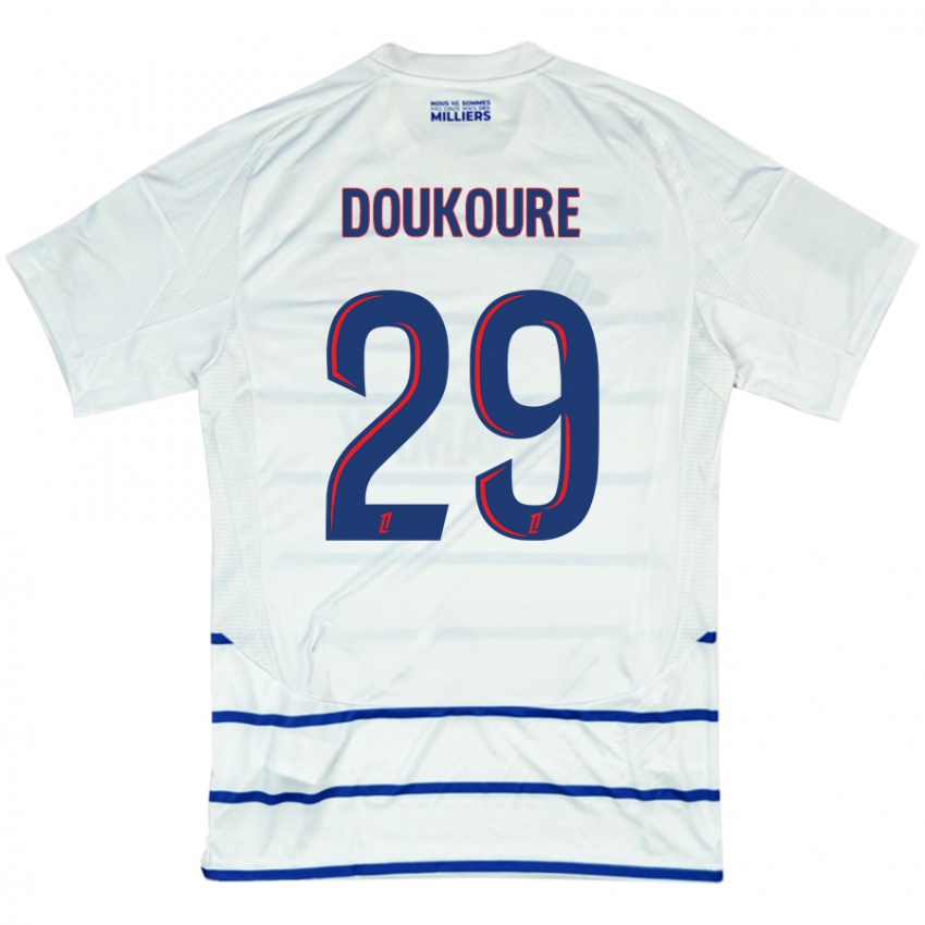 Niño Camiseta Ismaël Doukouré #29 Blanco Azul 2ª Equipación 2024/25 La Camisa Perú