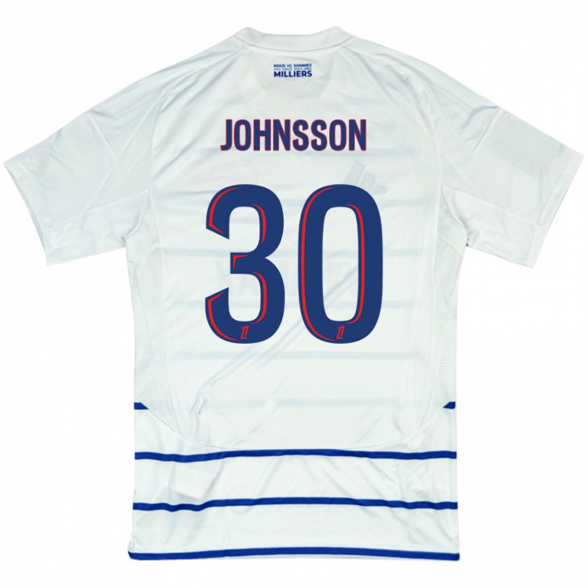 Niño Camiseta Karl-Johan Johnsson #30 Blanco Azul 2ª Equipación 2024/25 La Camisa Perú