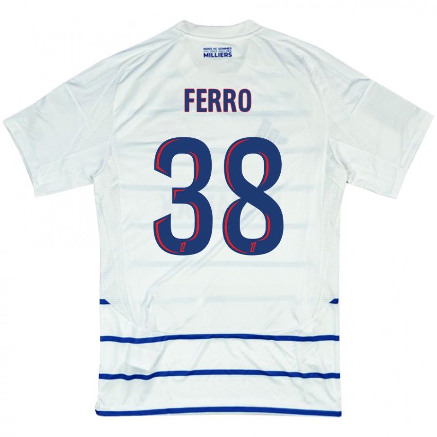 Niño Camiseta Nolan Ferro #38 Blanco Azul 2ª Equipación 2024/25 La Camisa Perú