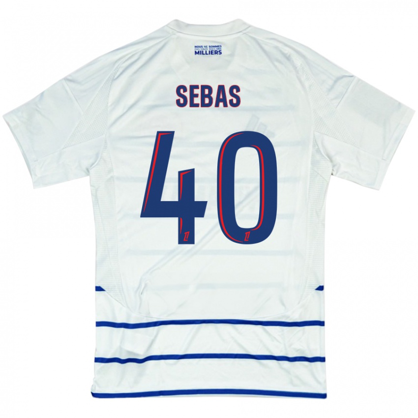 Niño Camiseta Jérémy Sebas #40 Blanco Azul 2ª Equipación 2024/25 La Camisa Perú