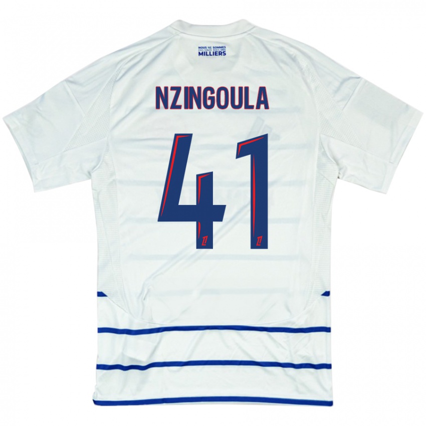 Niño Camiseta Rabby Nzingoula #41 Blanco Azul 2ª Equipación 2024/25 La Camisa Perú