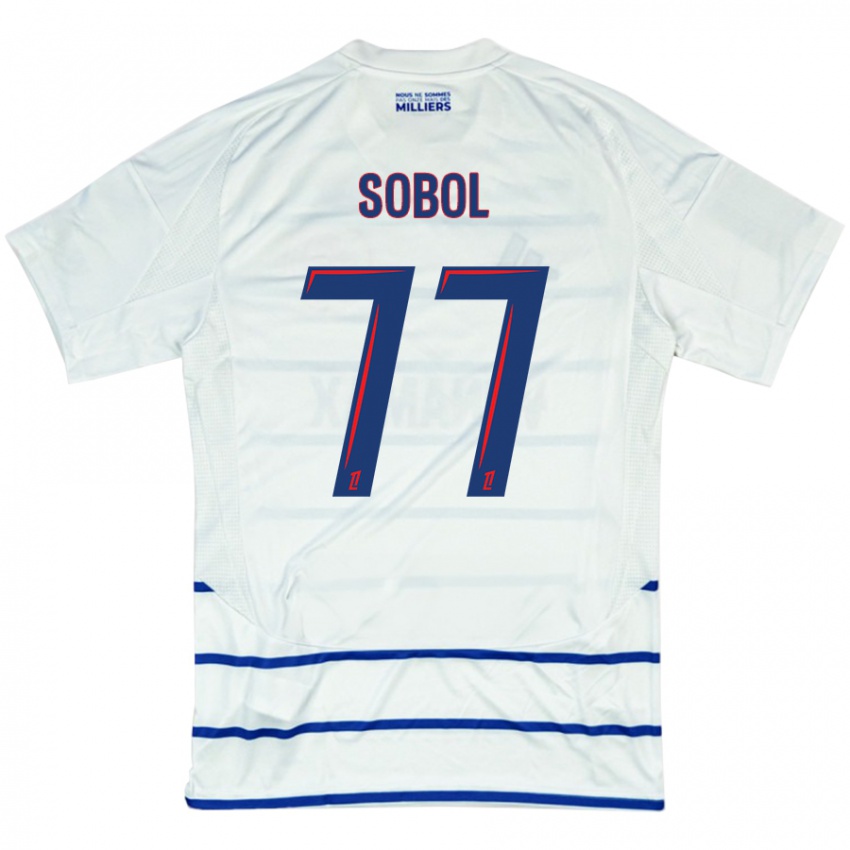 Niño Camiseta Eduard Sobol #77 Blanco Azul 2ª Equipación 2024/25 La Camisa Perú