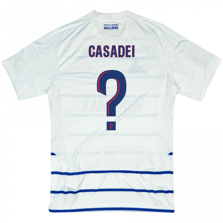 Niño Camiseta Alexis Casadei #0 Blanco Azul 2ª Equipación 2024/25 La Camisa Perú