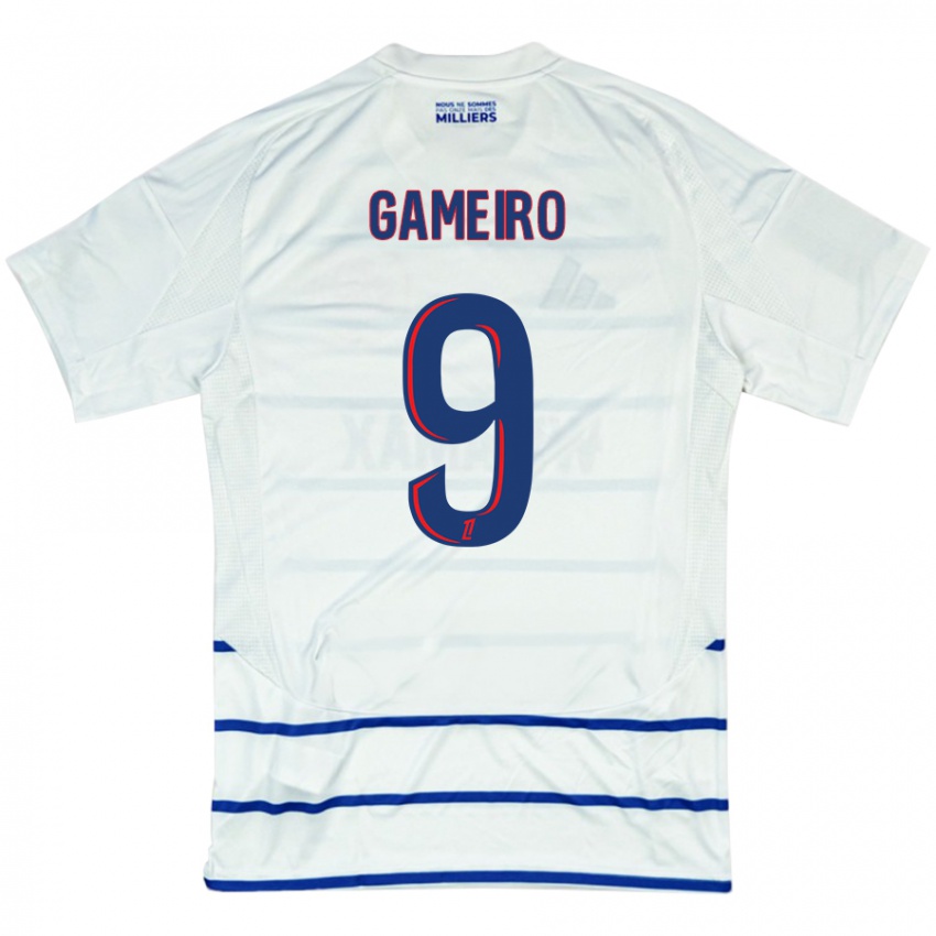 Niño Camiseta Kévin Gameiro #9 Blanco Azul 2ª Equipación 2024/25 La Camisa Perú