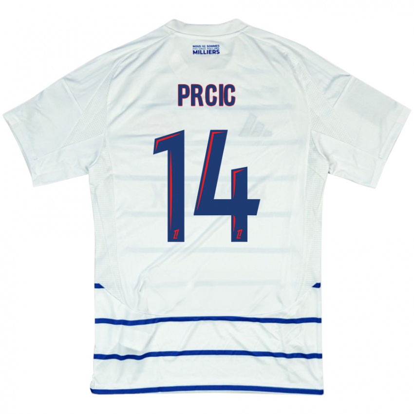 Niño Camiseta Sanjin Prcic #14 Blanco Azul 2ª Equipación 2024/25 La Camisa Perú