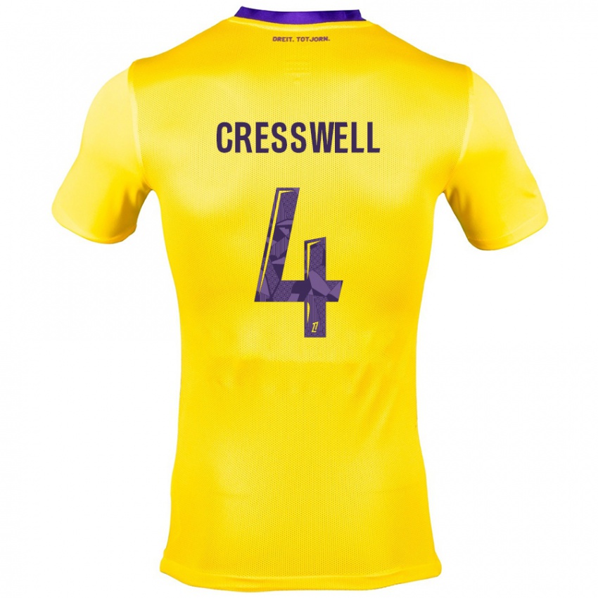 Niño Camiseta Charlie Cresswell #4 Amarillo Morado 2ª Equipación 2024/25 La Camisa Perú