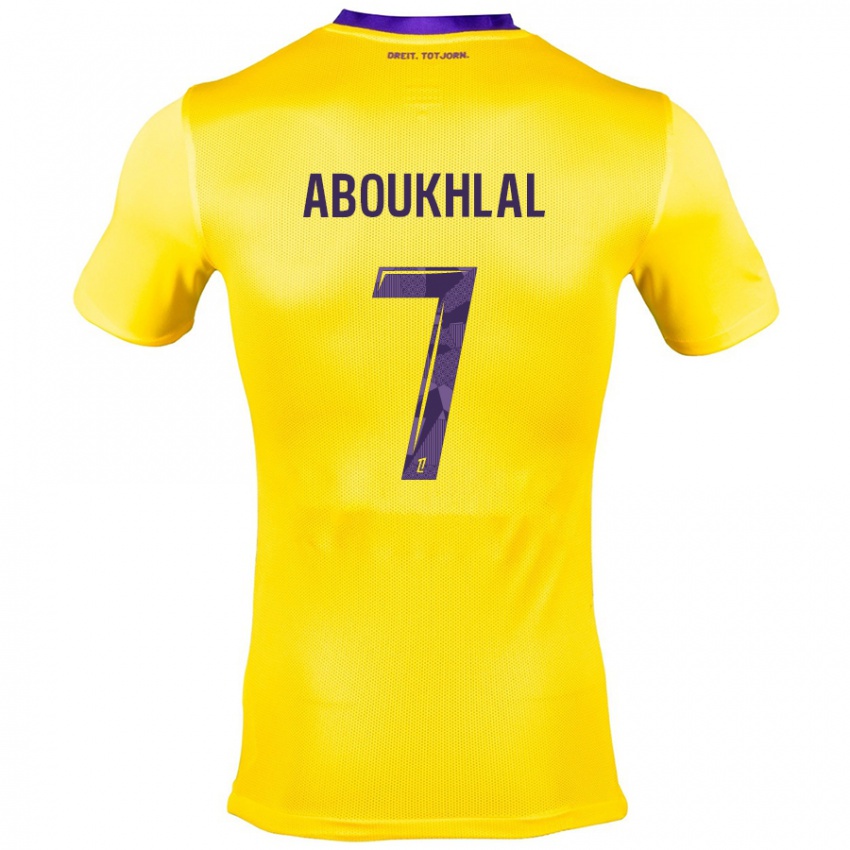 Niño Camiseta Zakaria Aboukhlal #7 Amarillo Morado 2ª Equipación 2024/25 La Camisa Perú