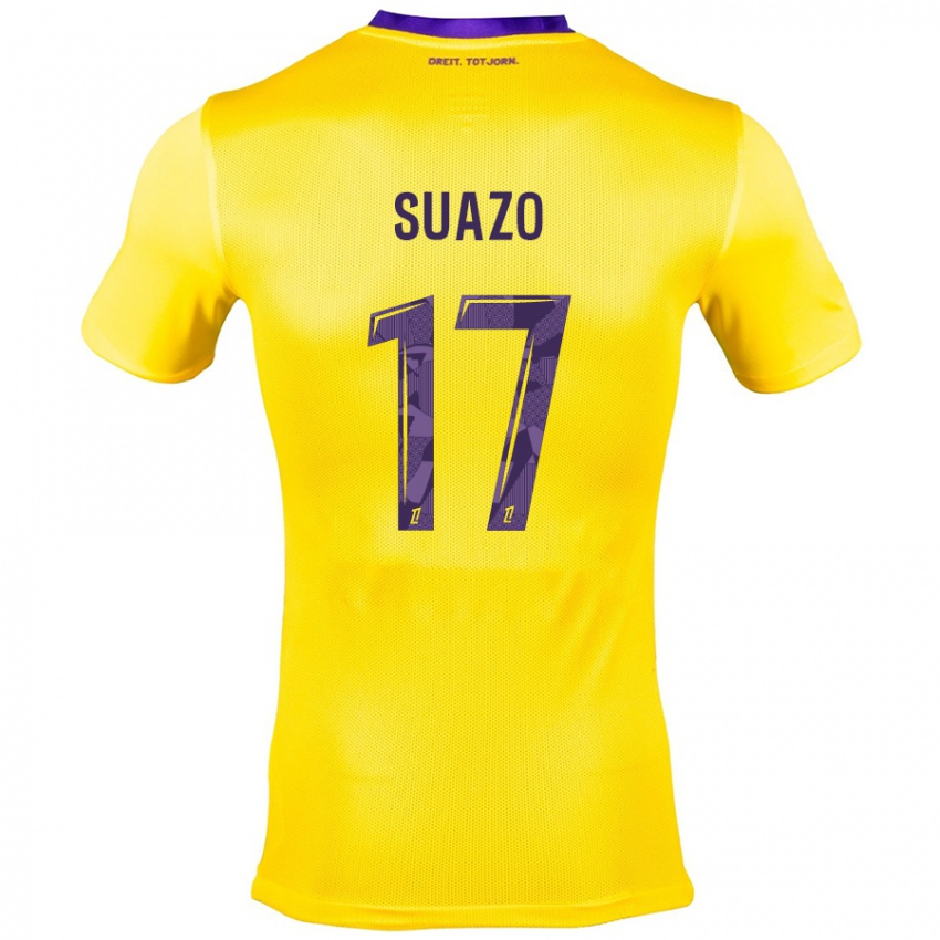 Niño Camiseta Gabriel Suazo #17 Amarillo Morado 2ª Equipación 2024/25 La Camisa Perú