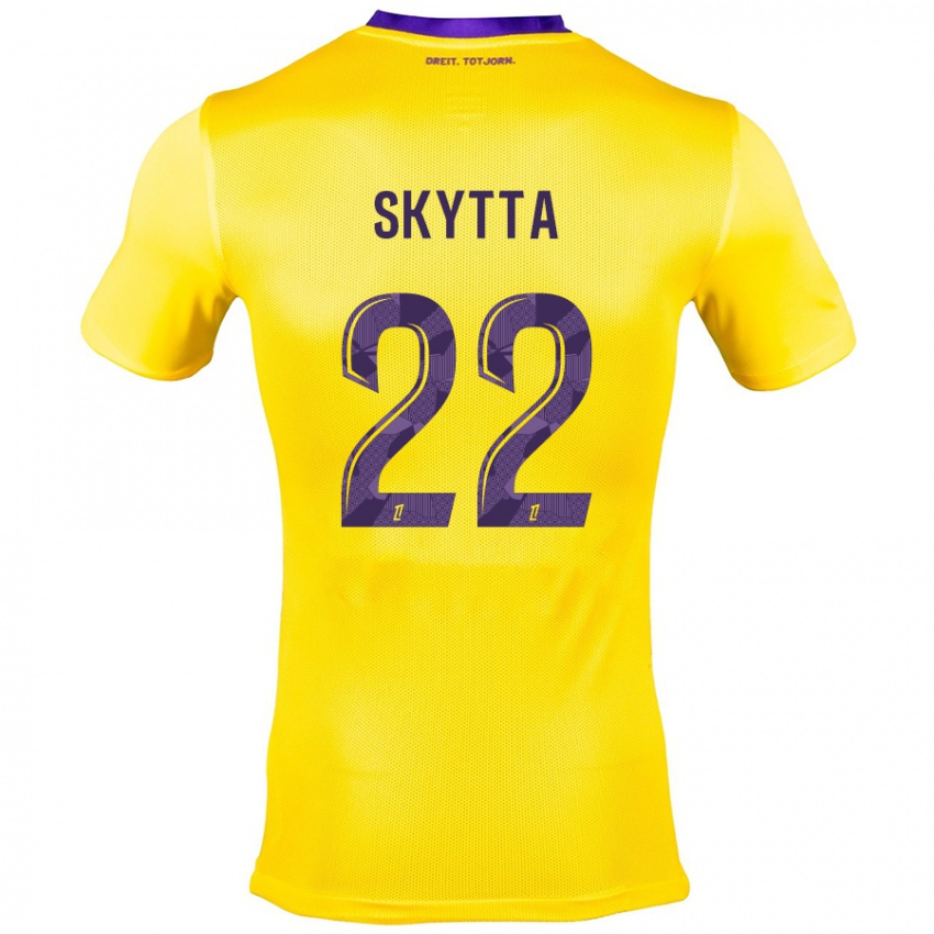 Niño Camiseta Naatan Skyttä #22 Amarillo Morado 2ª Equipación 2024/25 La Camisa Perú