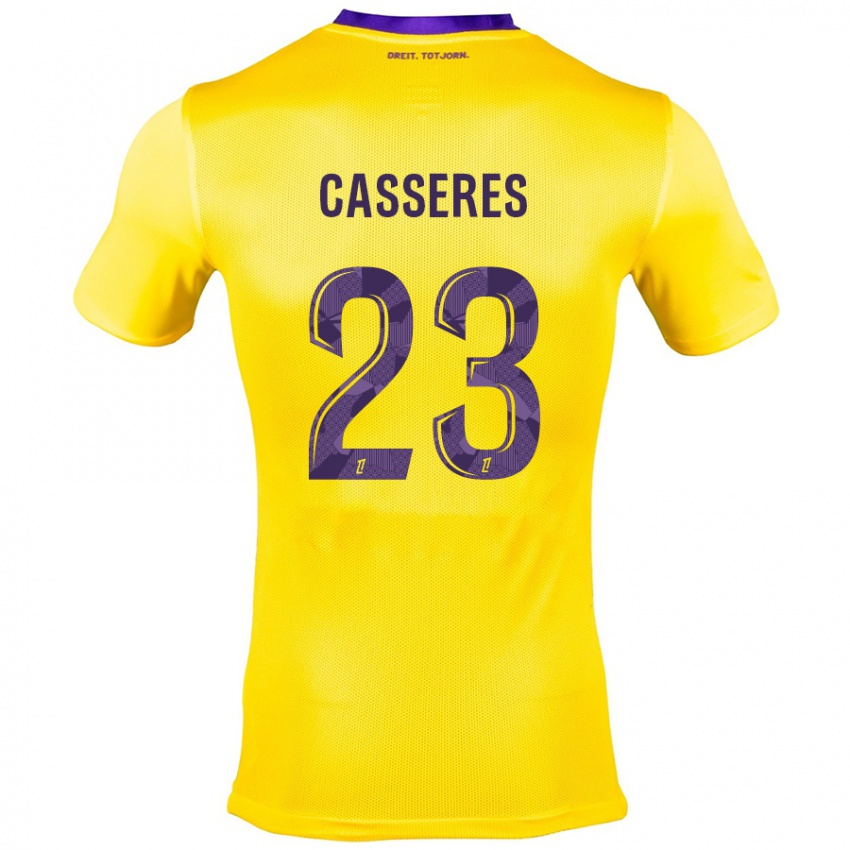 Niño Camiseta Cristian Cásseres Jr. #23 Amarillo Morado 2ª Equipación 2024/25 La Camisa Perú