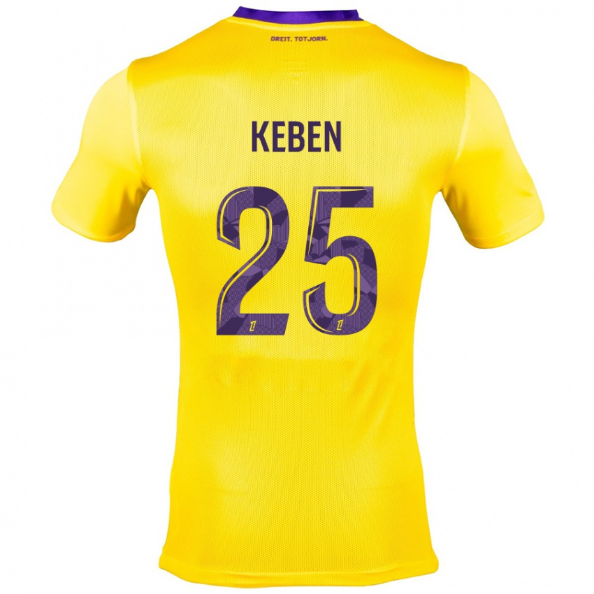 Niño Camiseta Kévin Keben #25 Amarillo Morado 2ª Equipación 2024/25 La Camisa Perú