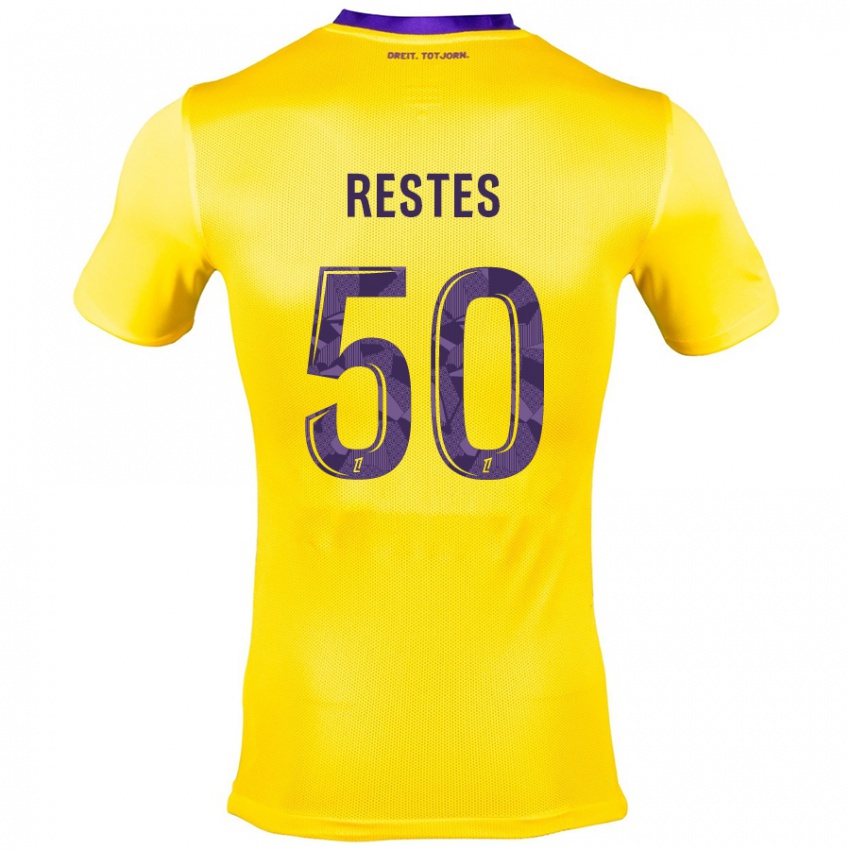 Niño Camiseta Guillaume Restes #50 Amarillo Morado 2ª Equipación 2024/25 La Camisa Perú