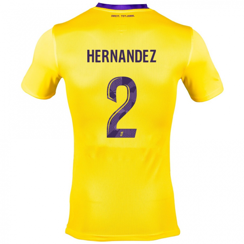 Niño Camiseta Lucie Hernandez #2 Amarillo Morado 2ª Equipación 2024/25 La Camisa Perú