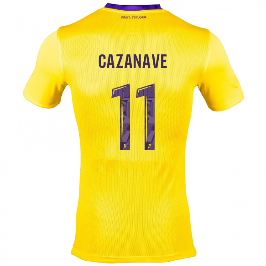 Niño Camiseta Julie Cazanave #11 Amarillo Morado 2ª Equipación 2024/25 La Camisa Perú