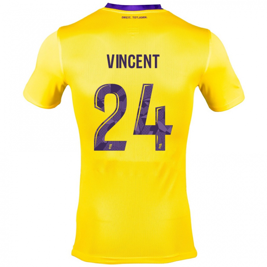 Niño Camiseta Magalie Vincent #24 Amarillo Morado 2ª Equipación 2024/25 La Camisa Perú