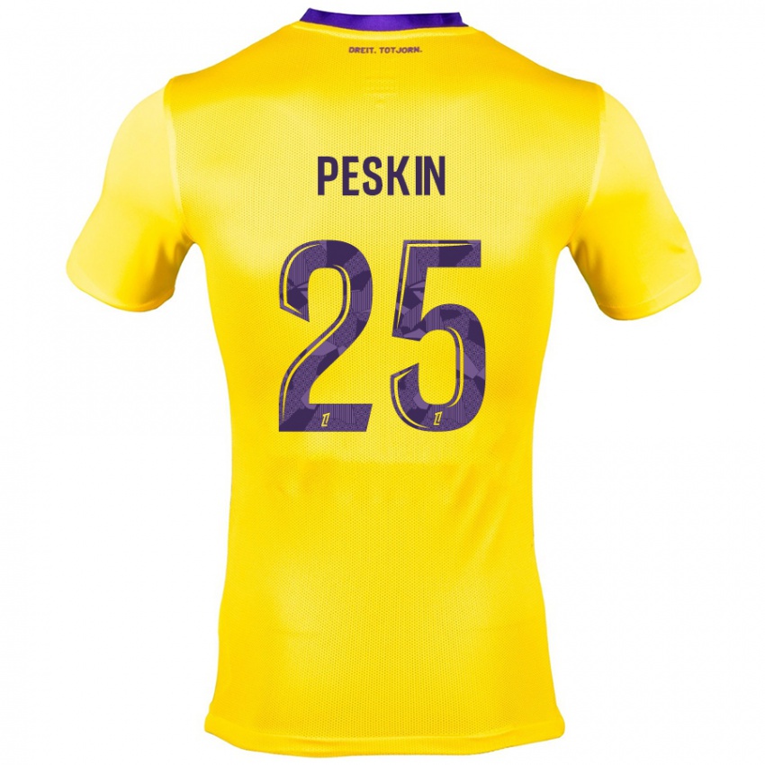 Niño Camiseta Kelso Peskin #25 Amarillo Morado 2ª Equipación 2024/25 La Camisa Perú