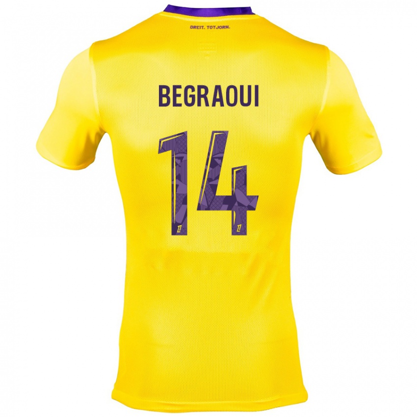 Niño Camiseta Yanis Begraoui #14 Amarillo Morado 2ª Equipación 2024/25 La Camisa Perú