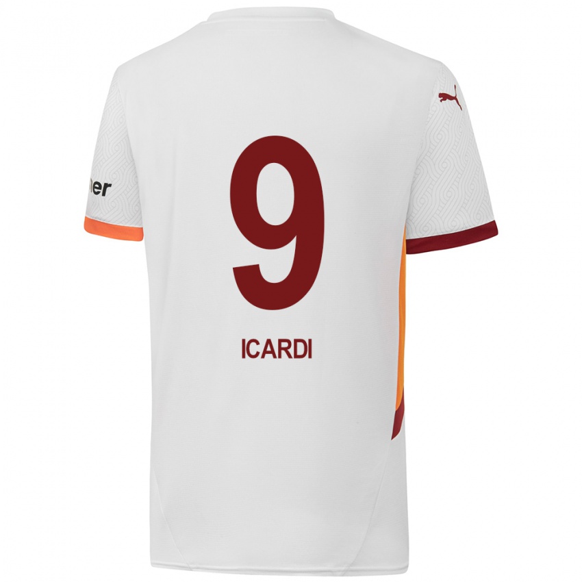 Niño Camiseta Mauro Icardi #9 Blanco Amarillo Rojo 2ª Equipación 2024/25 La Camisa Perú