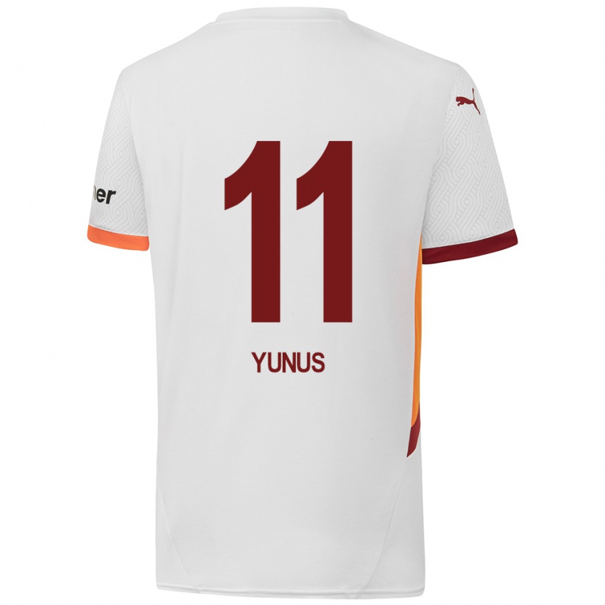 Niño Camiseta Yunus Akgün #11 Blanco Amarillo Rojo 2ª Equipación 2024/25 La Camisa Perú