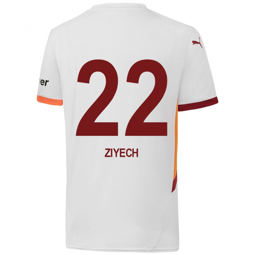 Niño Camiseta Hakim Ziyech #22 Blanco Amarillo Rojo 2ª Equipación 2024/25 La Camisa Perú