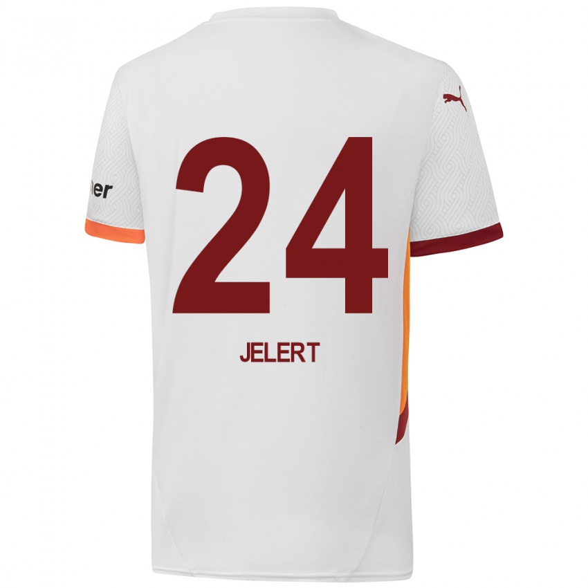 Niño Camiseta Elias Jelert #24 Blanco Amarillo Rojo 2ª Equipación 2024/25 La Camisa Perú