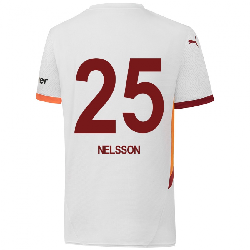 Niño Camiseta Victor Nelsson #25 Blanco Amarillo Rojo 2ª Equipación 2024/25 La Camisa Perú