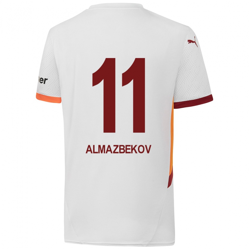 Niño Camiseta Beknaz Almazbekov #11 Blanco Amarillo Rojo 2ª Equipación 2024/25 La Camisa Perú