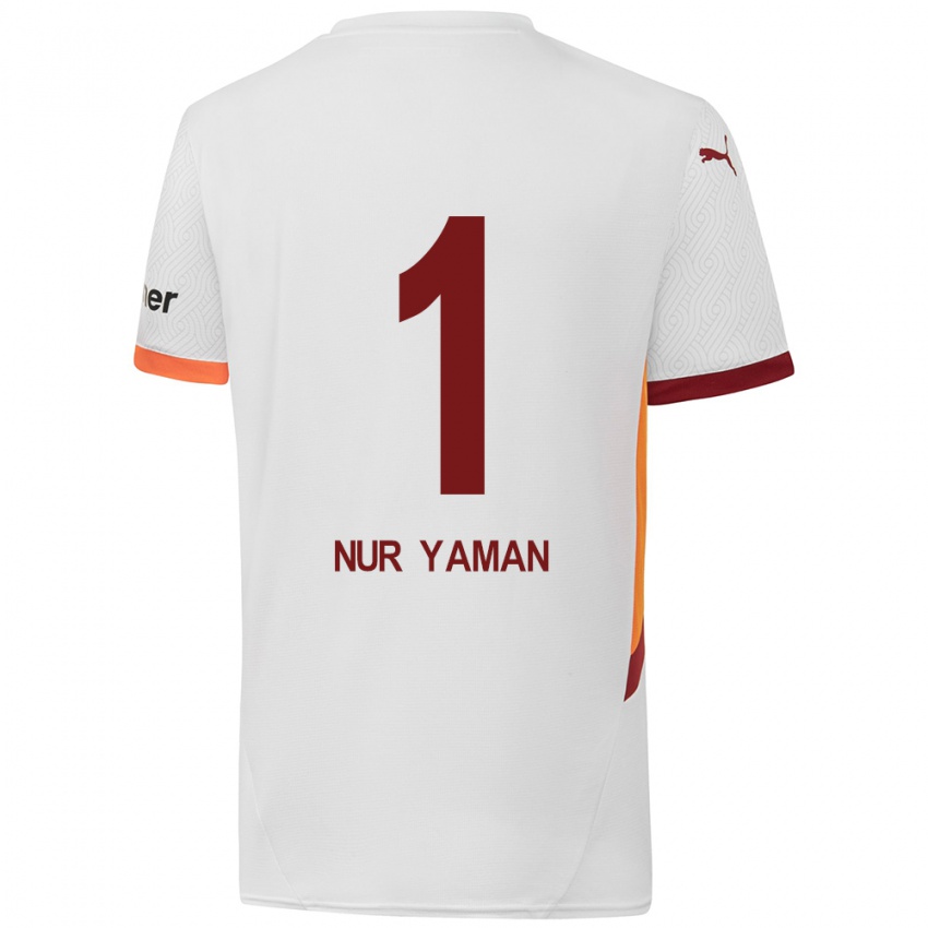 Niño Camiseta Gamze Nur Yaman #1 Blanco Amarillo Rojo 2ª Equipación 2024/25 La Camisa Perú