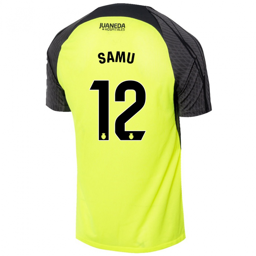 Niño Camiseta Samú Costa #12 Verde Fluorescente Negro 2ª Equipación 2024/25 La Camisa Perú