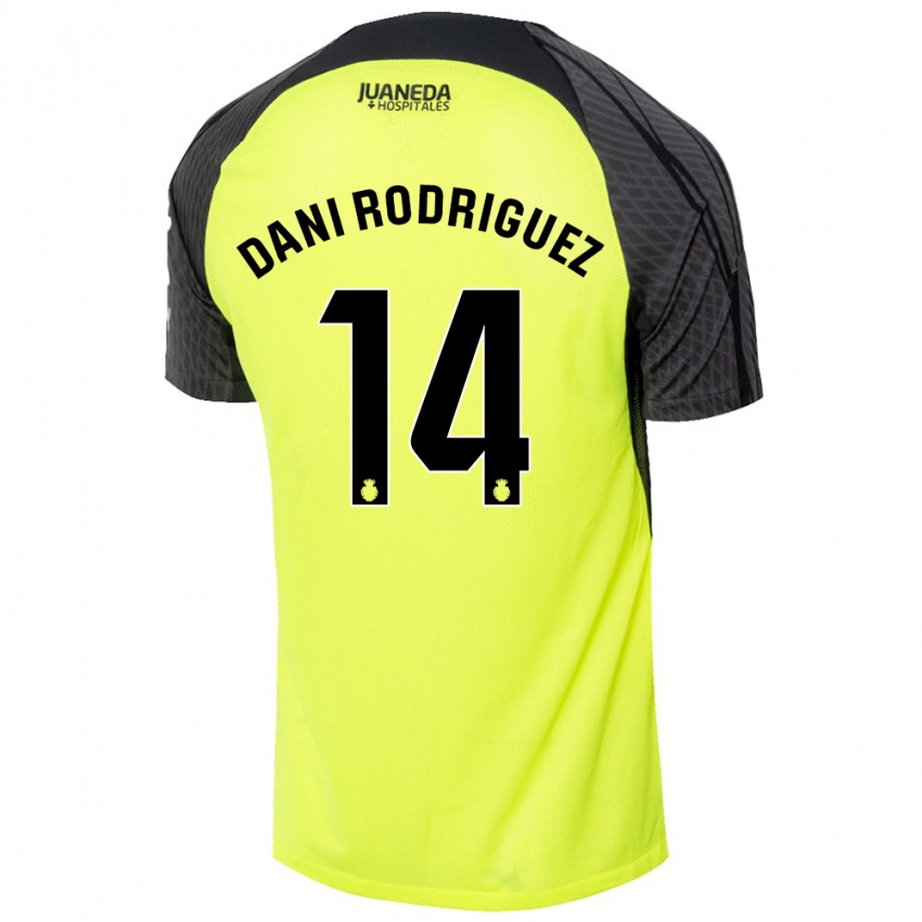 Niño Camiseta Dani Rodríguez #14 Verde Fluorescente Negro 2ª Equipación 2024/25 La Camisa Perú