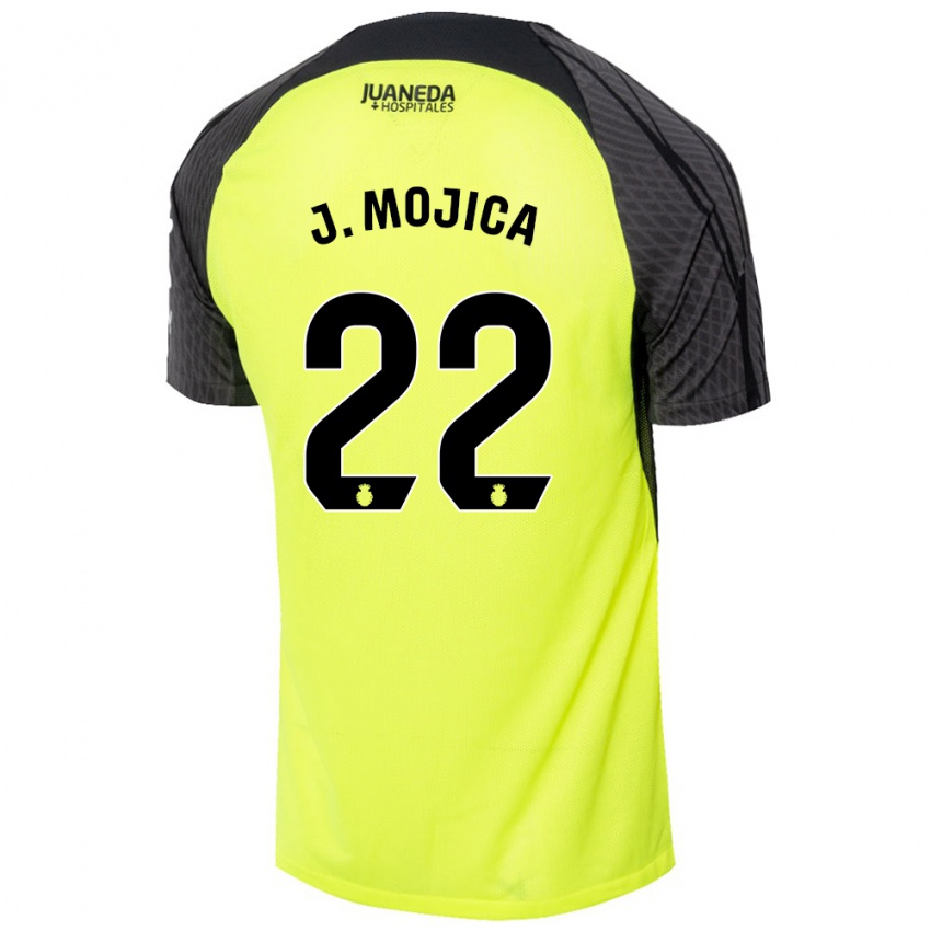 Niño Camiseta Johan Mojica #22 Verde Fluorescente Negro 2ª Equipación 2024/25 La Camisa Perú