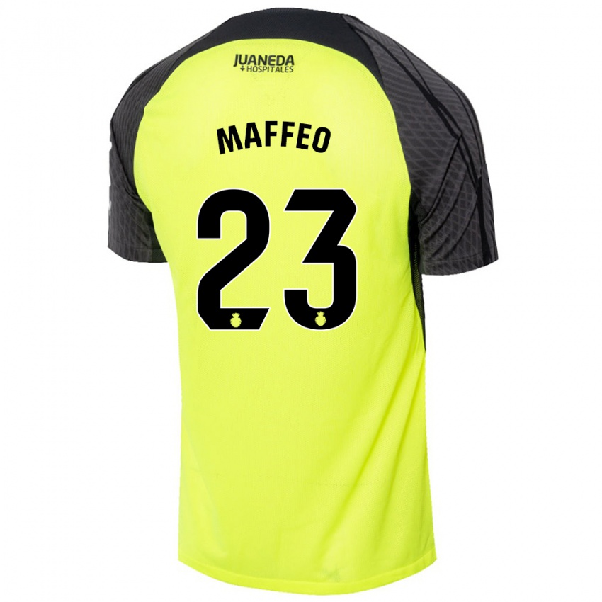 Niño Camiseta Pablo Maffeo #23 Verde Fluorescente Negro 2ª Equipación 2024/25 La Camisa Perú