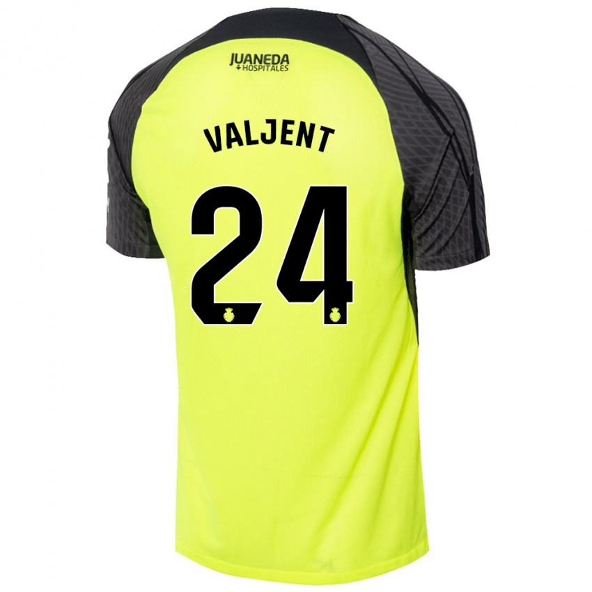 Niño Camiseta Martin Valjent #24 Verde Fluorescente Negro 2ª Equipación 2024/25 La Camisa Perú