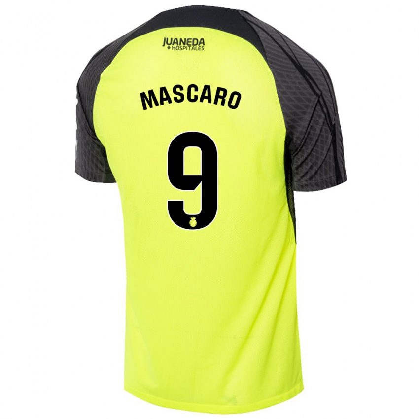 Niño Camiseta Pau Mascaró #9 Verde Fluorescente Negro 2ª Equipación 2024/25 La Camisa Perú