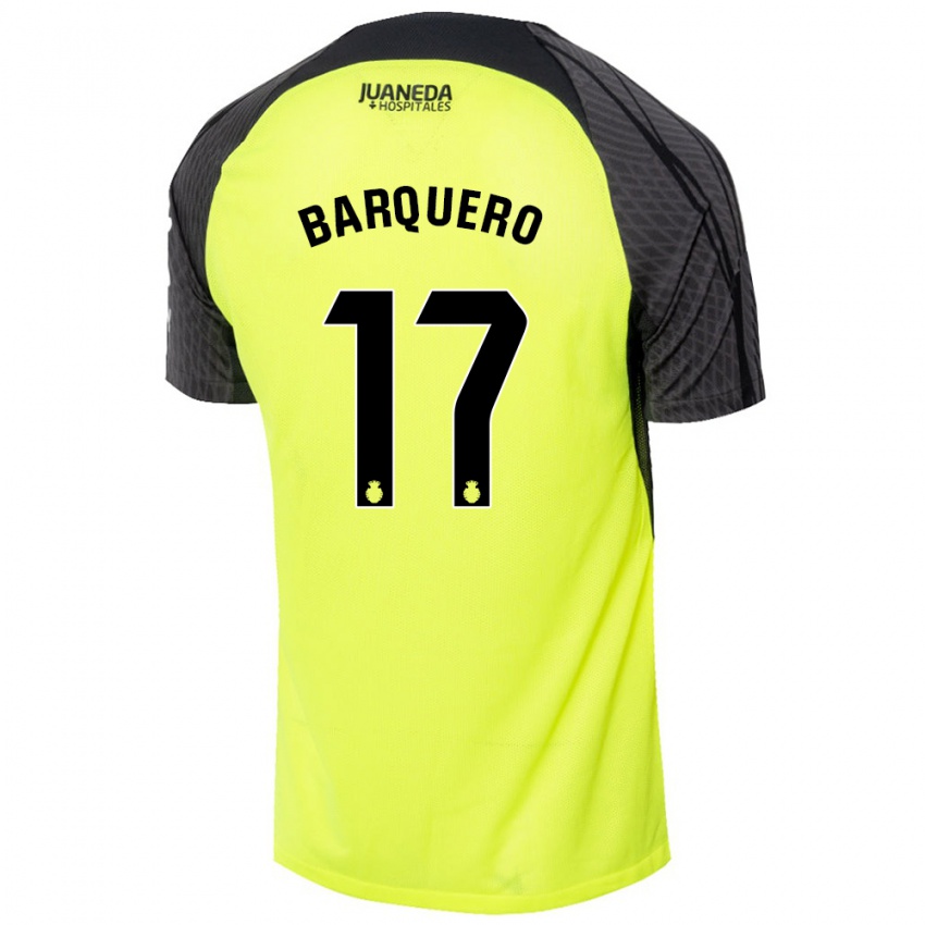 Niño Camiseta Adrián Barquero #17 Verde Fluorescente Negro 2ª Equipación 2024/25 La Camisa Perú