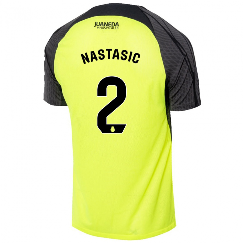 Niño Camiseta Matija Nastasic #2 Verde Fluorescente Negro 2ª Equipación 2024/25 La Camisa Perú