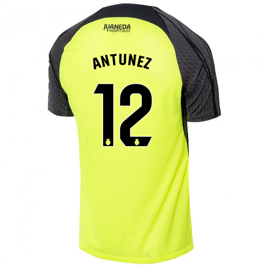 Niño Camiseta Yahir Antúnez #12 Verde Fluorescente Negro 2ª Equipación 2024/25 La Camisa Perú