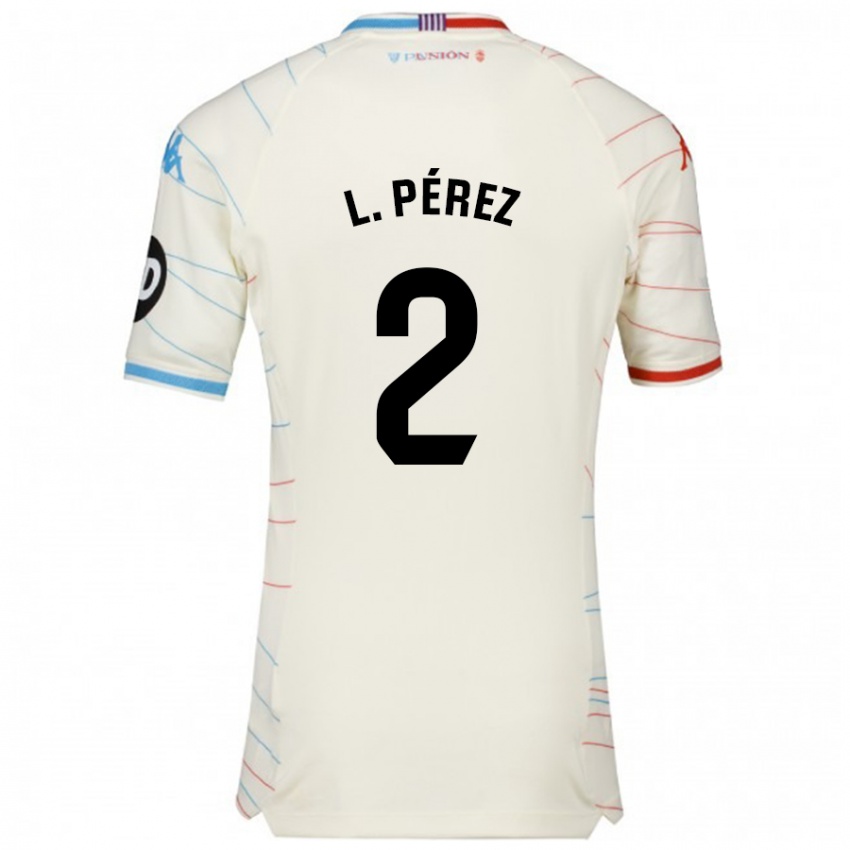 Niño Camiseta Luis Pérez #2 Blanco Rojo Azul 2ª Equipación 2024/25 La Camisa Perú