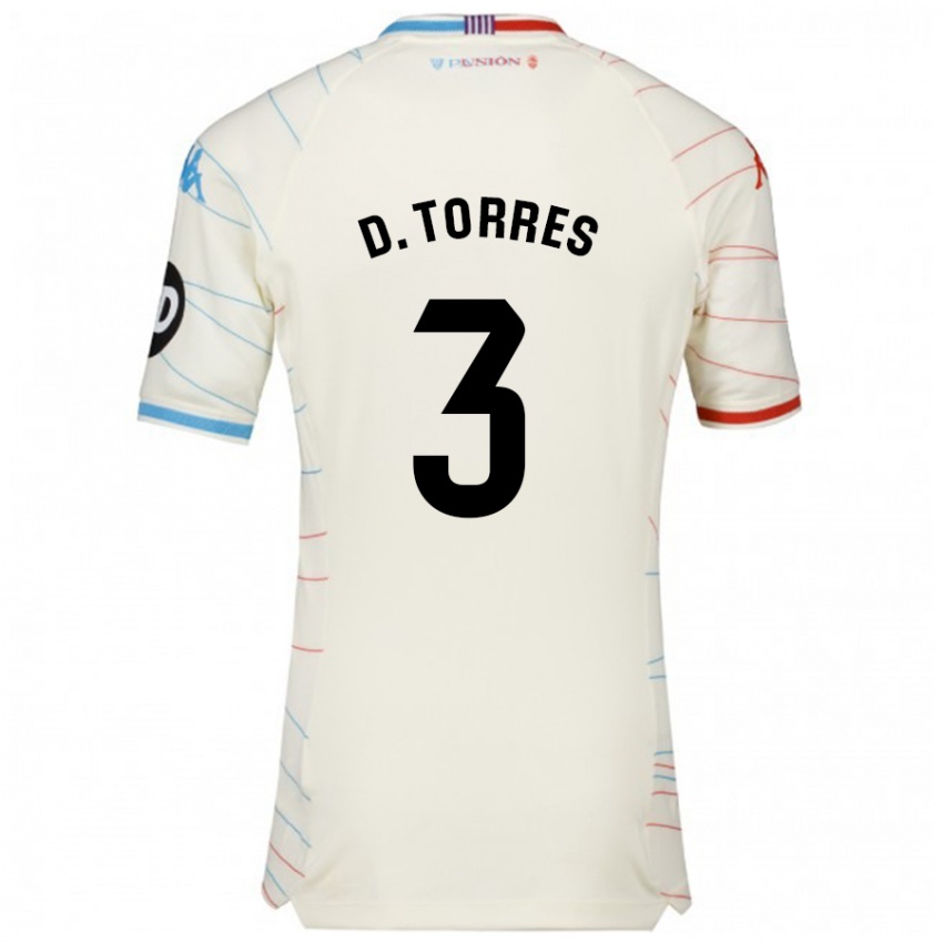 Niño Camiseta David Torres #3 Blanco Rojo Azul 2ª Equipación 2024/25 La Camisa Perú