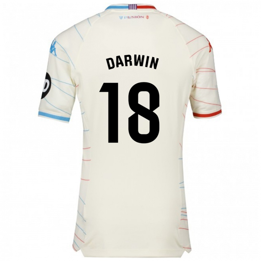 Niño Camiseta Darwin Machís #18 Blanco Rojo Azul 2ª Equipación 2024/25 La Camisa Perú