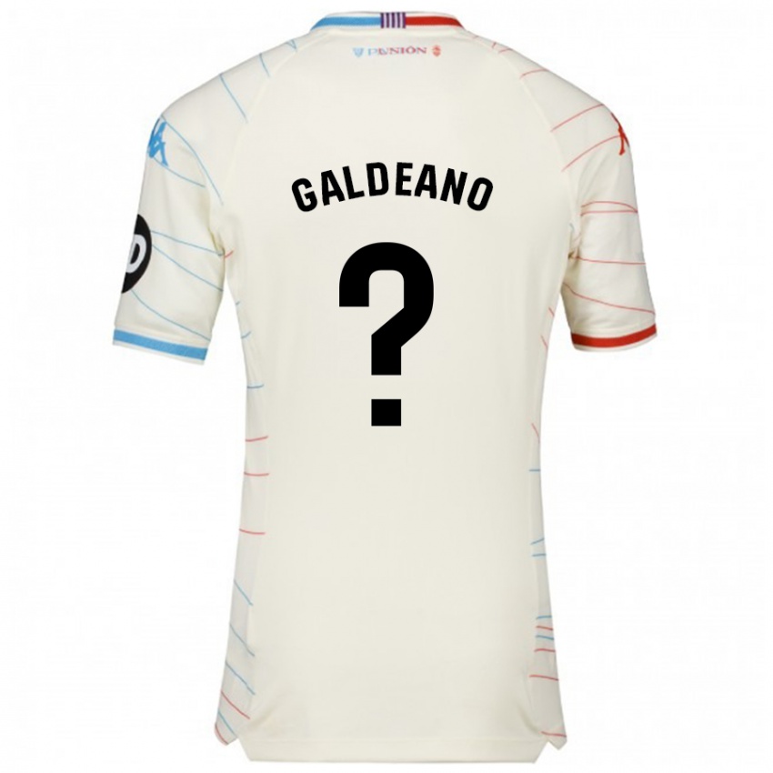 Niño Camiseta Alejandro Galdeano #0 Blanco Rojo Azul 2ª Equipación 2024/25 La Camisa Perú