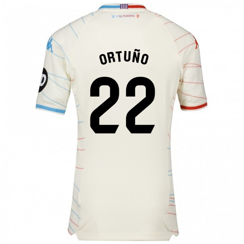 Niño Camiseta Fran Ortuño #22 Blanco Rojo Azul 2ª Equipación 2024/25 La Camisa Perú