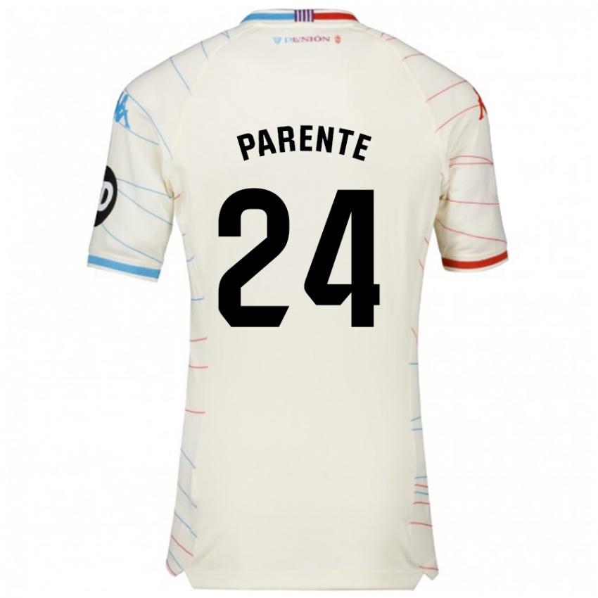 Niño Camiseta Iago Parente #24 Blanco Rojo Azul 2ª Equipación 2024/25 La Camisa Perú