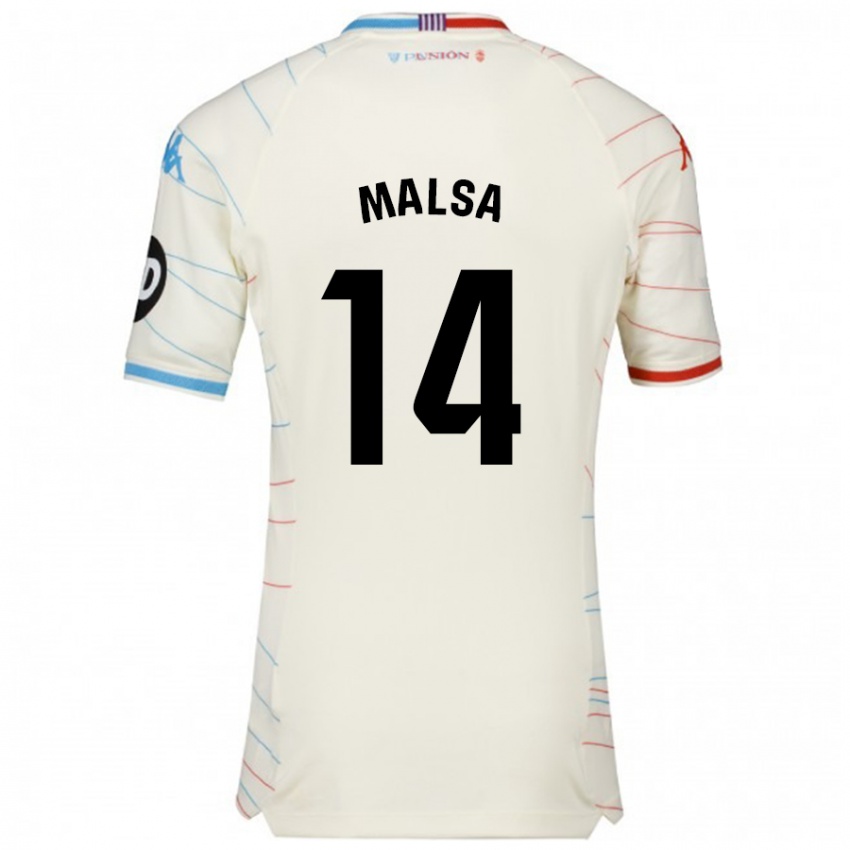 Niño Camiseta Mickaël Malsa #14 Blanco Rojo Azul 2ª Equipación 2024/25 La Camisa Perú