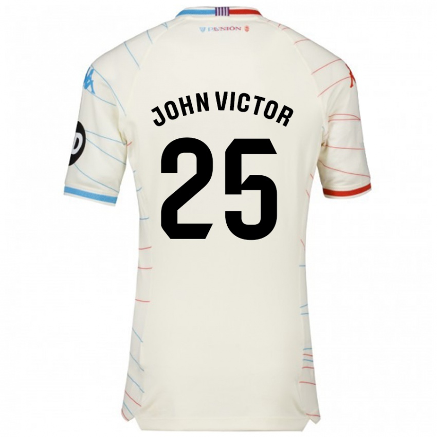 Niño Camiseta John Victor #25 Blanco Rojo Azul 2ª Equipación 2024/25 La Camisa Perú